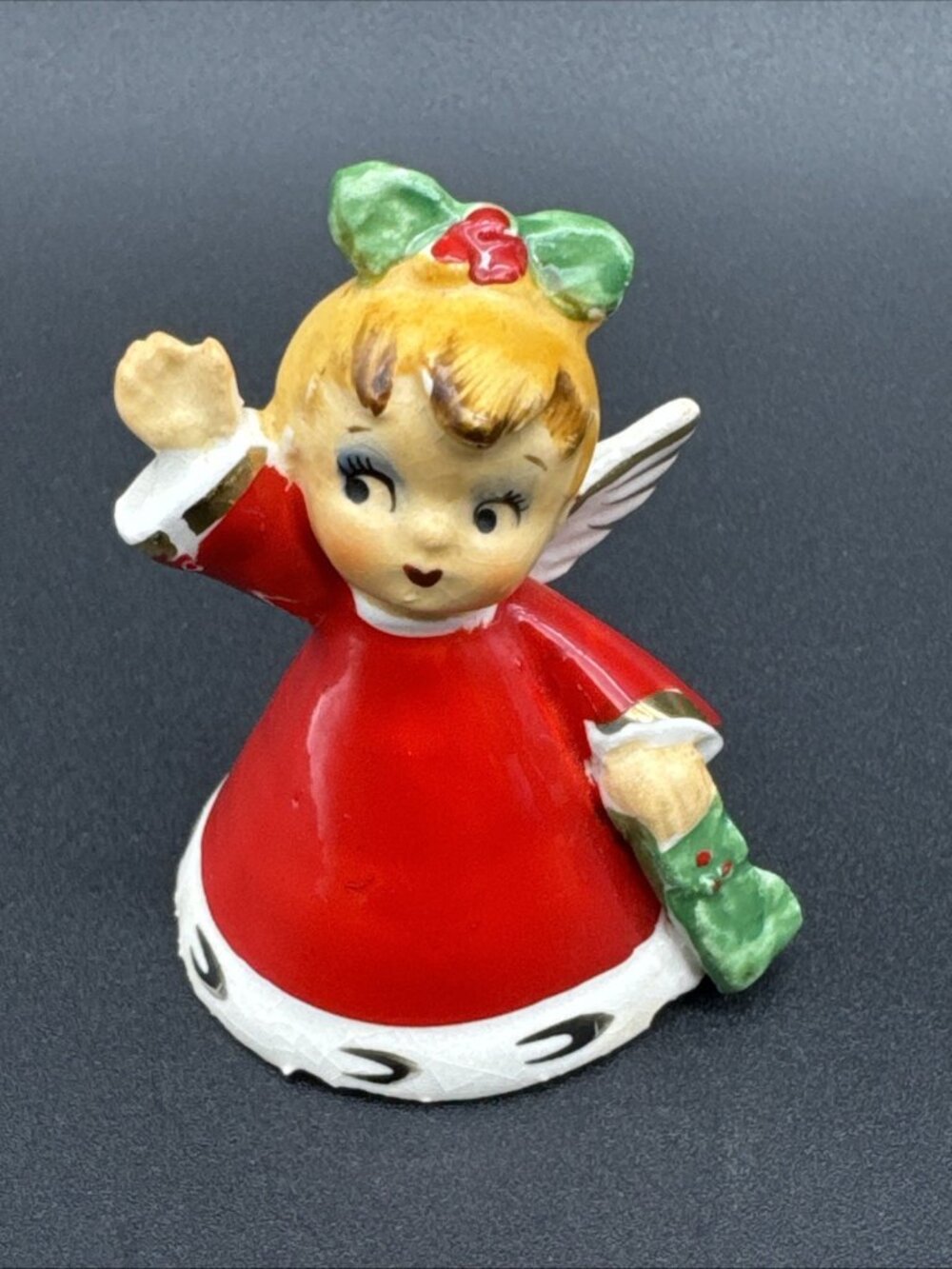 Vintage RARE Napco Noel Letter "L” Angel Bell Christmas 1956 Japan Ceramic READ
